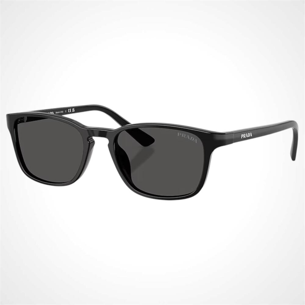 New PRADA Sunglasses Black Aviator Square Mens Letter Logo Grey Lens 52-18-140mm - Picture 1 of 6